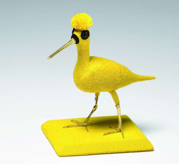 Louise Weaver, Golden Snipe, 2010, hand crocheted lambswool over, taxidermied Australian Snipe .